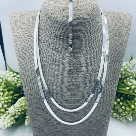 Sterling Silver Herringbone Necklace 0.5