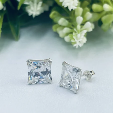 Cubic Zirconia Square Earrings 10x10