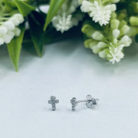 Small Cross with Cubics Studs 5mm