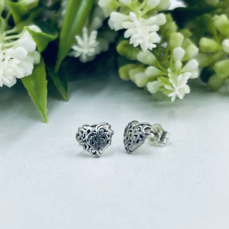 Filigree Heart Studs