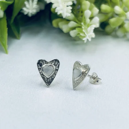 Mother of Pearl Heart Studs