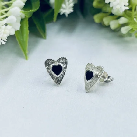 Onyx Heart Studs