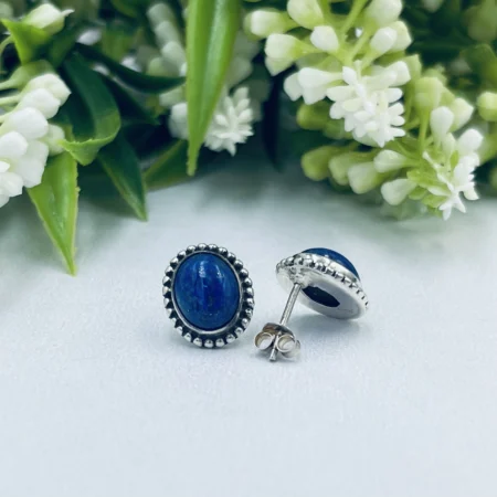 Detailed Lapis Oval Studs 11x14