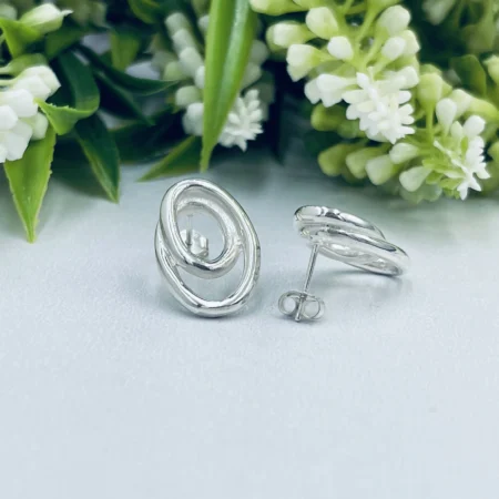 Sterling Silver Neverending Studs 25x15