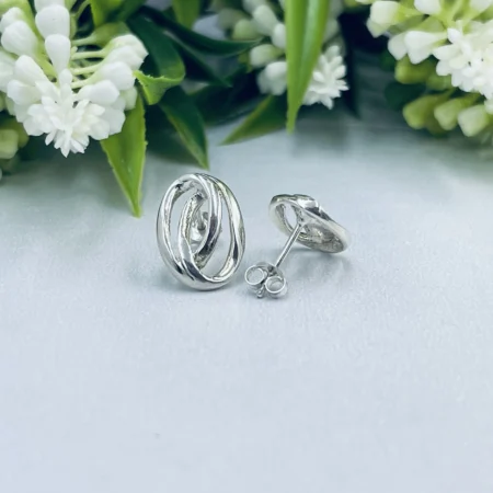Sterling Silver Neverending Studs 15x10