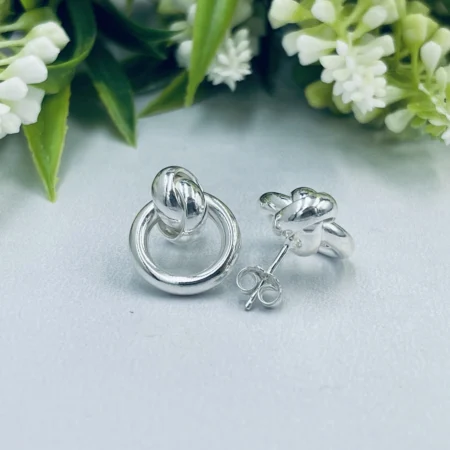 Sterling Silver Circular Knotted Earring with Studs 20x15
