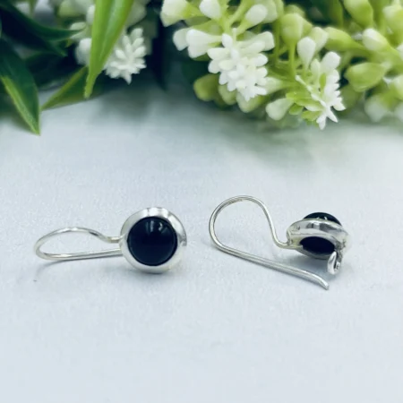 Sterling Silver 22mm Black Onyx Earring