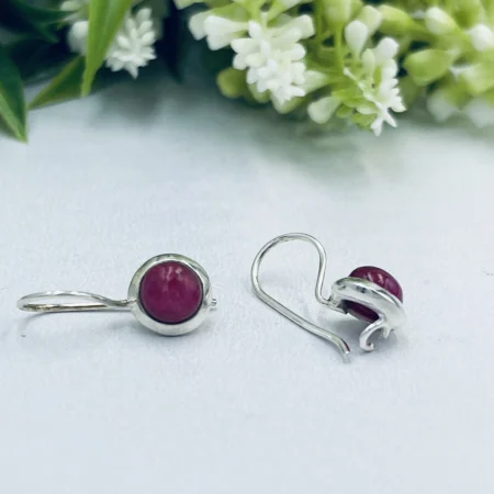 Sterling Silver 22mm Ruby Earring