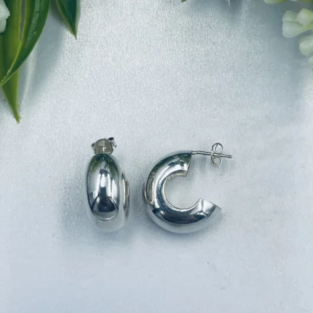Plain Silver Stud Hoops 20x10