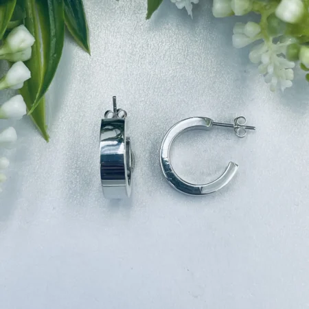 Plain Silver Stud Hoops 20x7