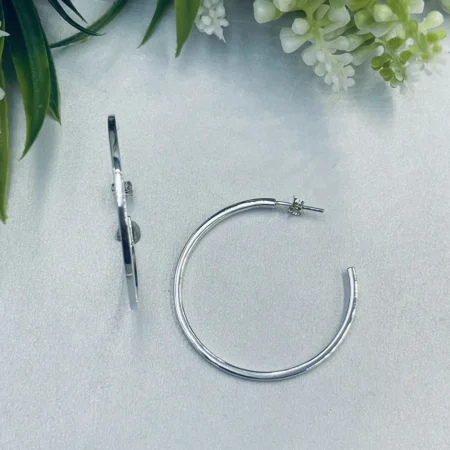 Plain Silver Stud Hoops 40x2