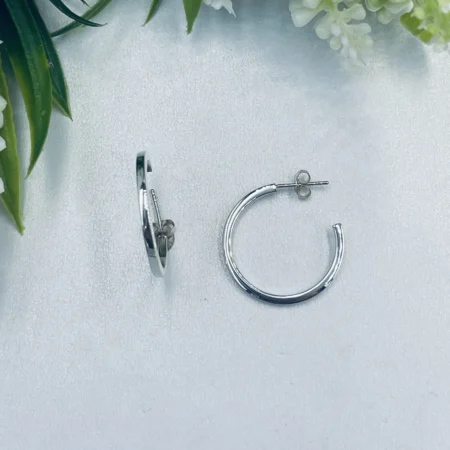 Plain Silver Stud Hoops 25x2mm