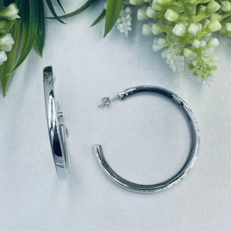 Plain Silver Stud Hoops 50x4