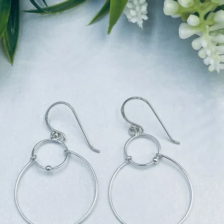 Sterling Silver Double Hoop Earrings 45mm