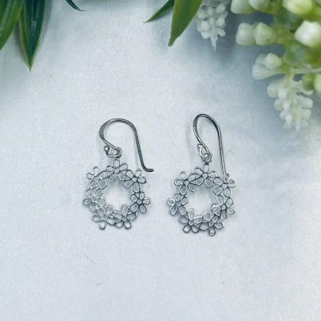 Sterling Silver Daisy Chain Circle Earrings 16x16