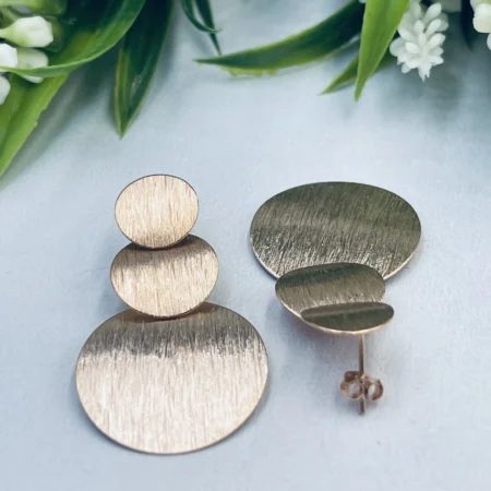 Sterling Silver Plated RoseGold Triple Circle Earring 43mm