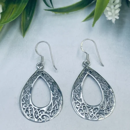 Sterling Silver Filigree TearDrop Earrings 30mm