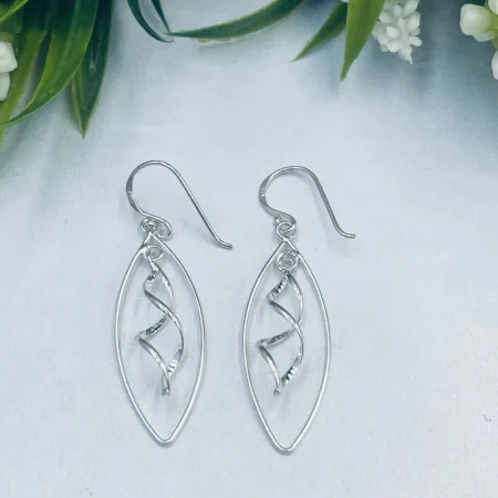 Sterling Silver TearDrop Spiral Earring 48mm