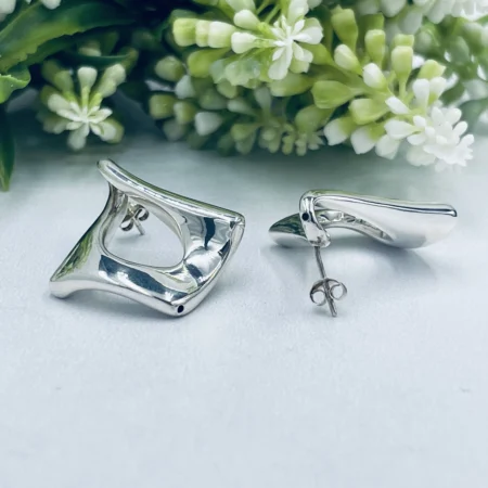 Bulky Sterling Silver Statement Earrings 35x30