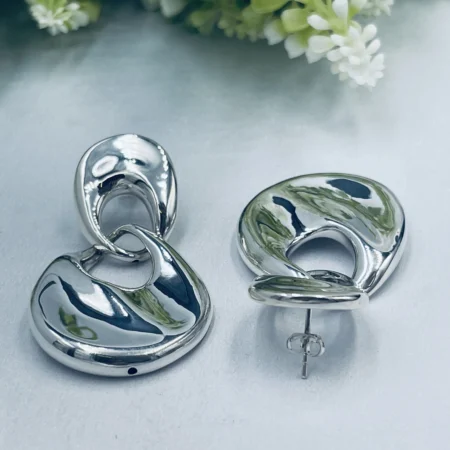 Sterling Silver Hollow Bulky Earrings 53x30