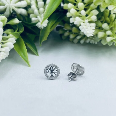 Sterling Silver Tree of Life Earrings 8mm
