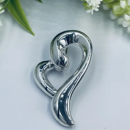 Sterling Silver Abstract Heart Pendant 50x35