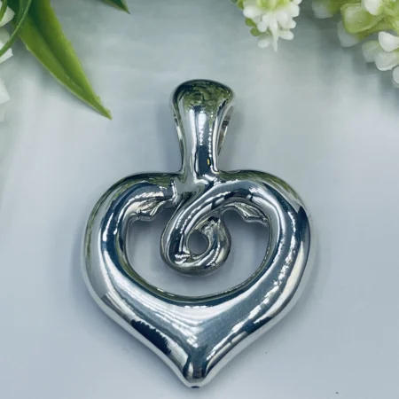 Sterling Silver Bulky Heart Pendant 55x40