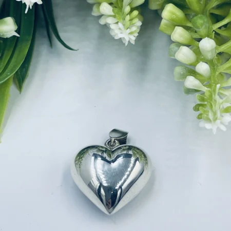 Bulky Sterling Silver Heart Pendant 30x20