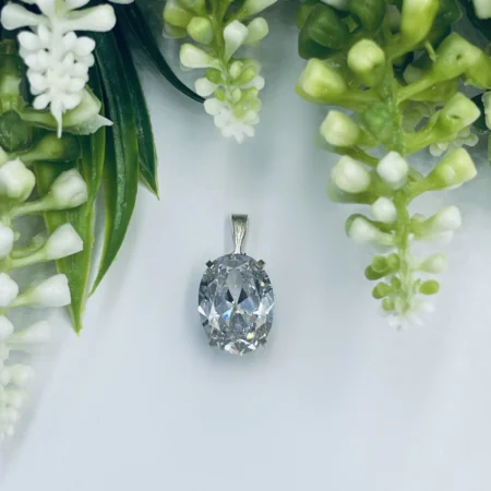 Sterling Silver White Cubic Zirconia Pendant 25x13