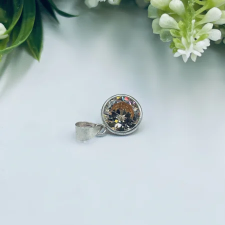 Sterling Silver Champagne Cubic Zirconia Pendant 16mm