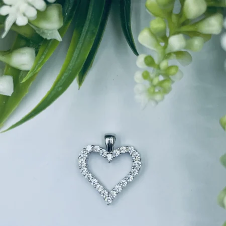 Sterling Silver Cubic Zirconia Heart Pendant 18x15