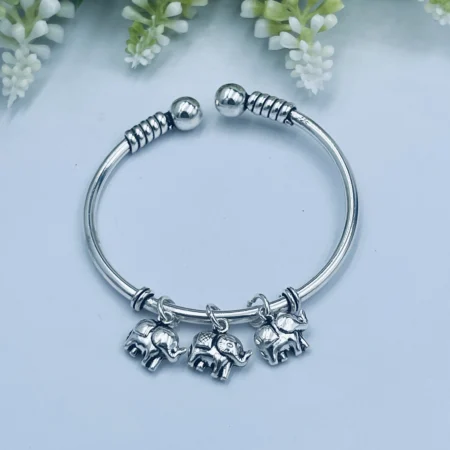 Ball End Bangle with Elephant Charms 60 diameter