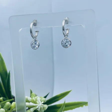 Sterling Silver Cubic Zirconia Pretty Lady Earrings 8mm