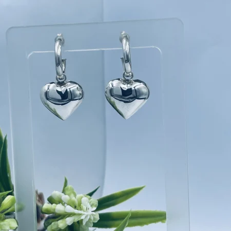 Sterling Silver Pretty Ladies Heart Earrings 20mm
