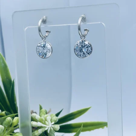 Sterling Silver Cubic Zirconia Pretty Lady Earrings 12mm