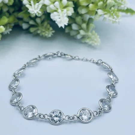Sterling Silver 21cm Bracelet Cubics in Tube setting