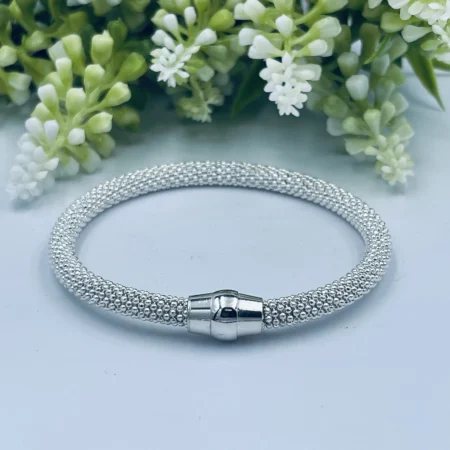 Sterling Silver 19cm Popcorn Bracelet with Mangetic Clasp