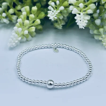 Sterling Silver Elastic Ball Bracelet 3+6