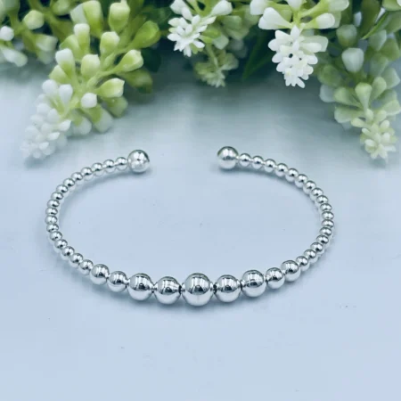 Sterling Silver Cuff Ball Bangle 55 diameter