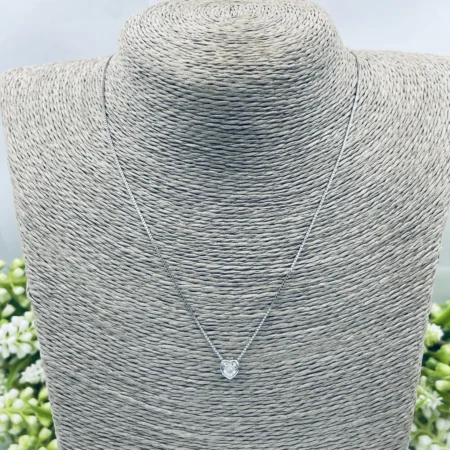 Sterling Silver Heart Shaped Cubic Zirconia Necklace