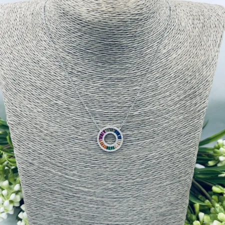 Sterling Silver 45/50cm Circle of Life Colour Stones
