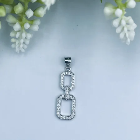 Sterling Silver Cubic Zirconia Link Pendant 25mm