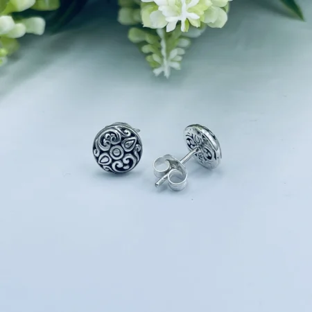 Sterling Silver Filigree Pattern Studs 10mm