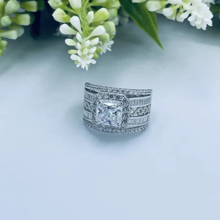 Sterling Silver 16mm Classic square Cubic ring