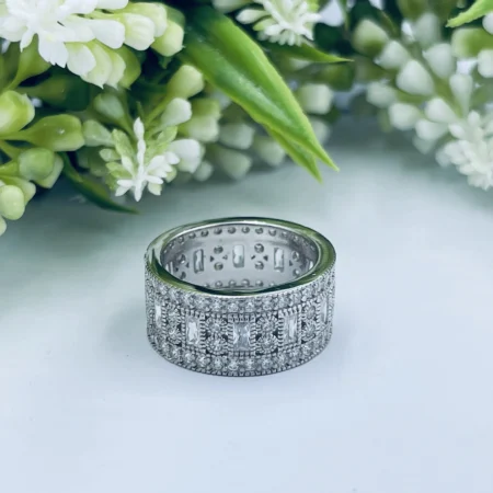 Sterling Silver 10mm Multiple Eternity Cubic band ring
