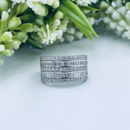 Sterling Silver 12mm Multiple Cubic band ring