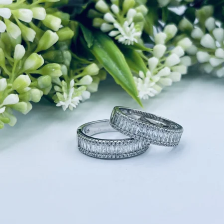 Sterling Silver Full Cubic Zirconia Baguette Eternity Ring (Leani)