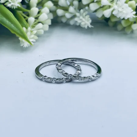 Sterling Silver Cubic Zirconia Tube Set Eternity Ring (Zoey)