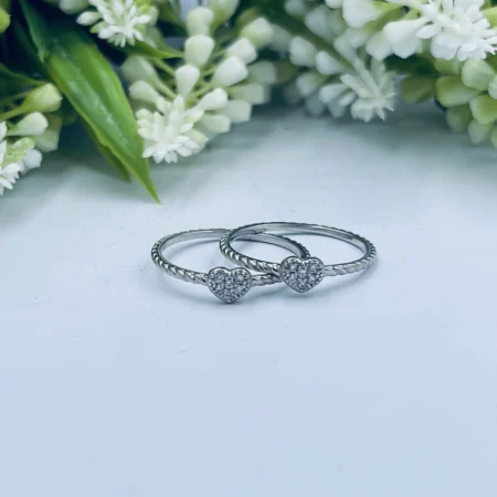 Sterling Silver Heart ring with Cubic Zirconia detail