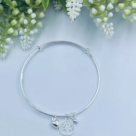 Sterling Silver 63mm Dia Charm Bangle